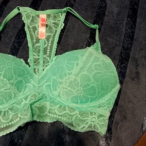 Victoria Secret Pink Sea green lace bralette with razorback